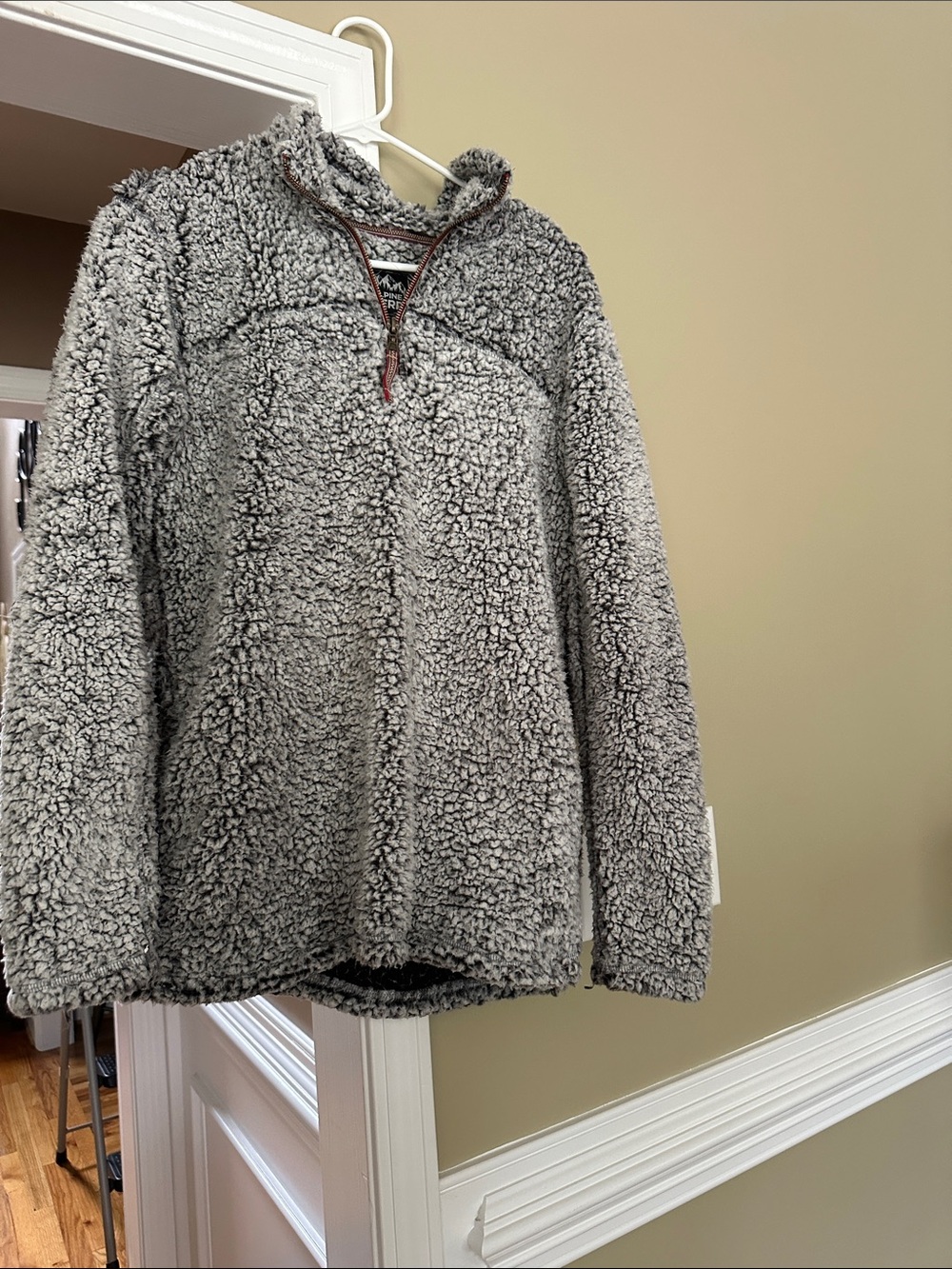 Cozy Grey Sherpa Quarter-Zip Pullover